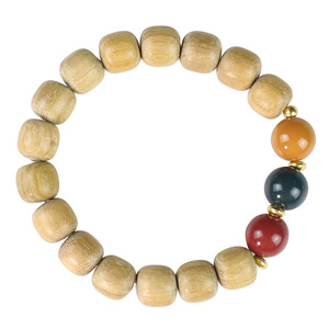 Bracelet en bois laiteux, perles baril 10x11mm, bijoux unisexe pour couple, motif feux de circulation, à porter au quotidien, objet de collection culturel - Product Image 5