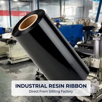 Pita Resin TTR Standar Hitam Serbaguna 110mm X 90m, Tahan Noda, Pita Barcode Transfer Termal untuk Lingkungan Keras