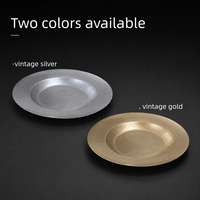 Assiette en acier inoxydable épaissie de style japonais rétro, finition vieillie, écologique, durable, pour steak, dessert, dîner, hôtels