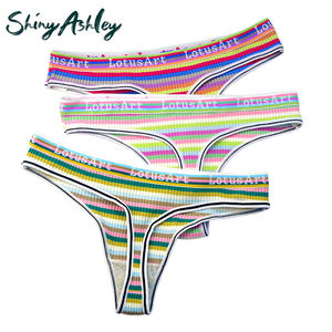 Bragas roscadas ODM Deportes Fitness Transpirable Hipster Bikini Cut Cheeky Tanga de mujer Ropa interior de algodón para mujer - Product Image 2