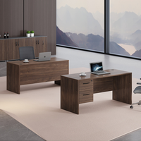 Meubles de bureau professionnels, bureau d'ordinateur en bois avec trois tiroirs, bureau exécutif en bois massif multicolore