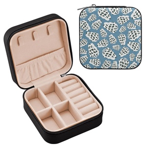 Square Shape Custom Design Hawaii Print Portable <b>Storage</b> Jewelry Case Zipper <b>Box</b> Pu Leather Jewelry <b>Storage</b> <b>Box</b> with Logo - Product Image 1