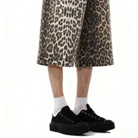 Ensemble de culottes en jean et shorts en denim pour hommes avec imprimé léopard taille haute ou design personnalisé
