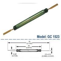 2 cables de plomo dorados Interruptor de láminas de vidrio de 50mm Modelo MKA50202 Teoría magnética
