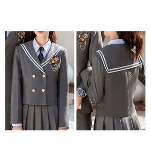 Design Wholesale High School Student Dress Race Costumes Graduation Uniform Supple Vogue Blazer Shirt Lattice - Product Image 6