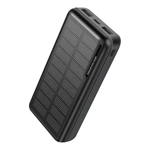 trending products 2024 new arrivals OEM Custom logo Solar Panel Charger large capacity 20000mAh Black Li-Polymer Solar PowerBank