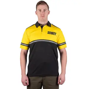 Wholesale Two Tone Security Guard Uniforms Bike Patrol Polo Shirt with Reflective Stripes and Zipper Pocket Security Staff Polo