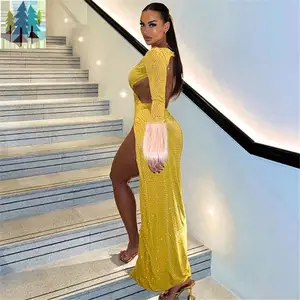 Luxury Wears For Ladies Long Women Evening Maxi Dresses High Slit Dress Sexy Hollow Out