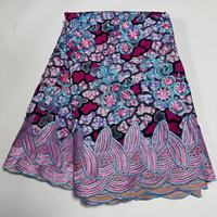 Tissu brodé Dobby en batik biologique, dentelle informatisée, motif tropical, pour mariage