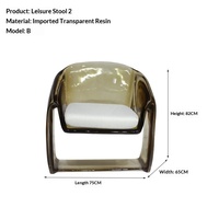 Fauteuil simple en PU transparent pour petit appartement, salon, chambre à coucher, avec dossier et accoudoirs, style simple et décontracté