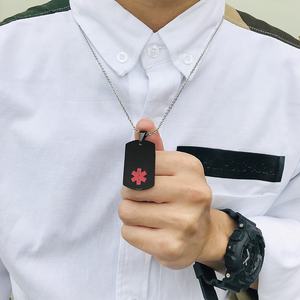 Mwylife — collier pendentif d'émail médical, collier en acier inoxydable, plaqué or et noir 18K, à la mode, pendentif médical - Product Image 5