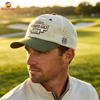Casquette de baseball personnalisée à 6 panneaux perforés, respirante, légère, réglable avec patch personnalisé