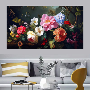 Impression vintage prête à accrocher, art mural floral de <span class=keywords><strong>pivoine</strong></span> multicolore vibrant, <span class=keywords><strong>toile</strong></span> murale, affiche, peinture pour salon, chambre à coucher - Product Image 4