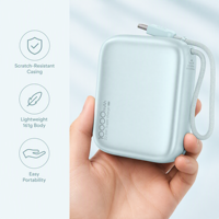 Batterie externe haute capacité 10000 mAh avec câble USB Type-C intégré, charge rapide 22,5 W, personnalisable ODM en plusieurs couleurs
