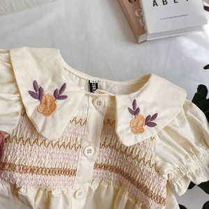 Vêtements pour bébés, robes d'été pour enfants, robe à volants florale, col brodé, robes décontractées mignonnes pour filles - Product Image 3