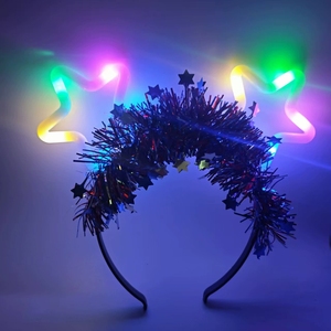 Décorations modernes pour les fêtes du Nouvel An chinois et de Noël : Bandeaux pour cheveux, chapeaux rouges, blancs et bleus, rubans colorés, pompons en plastique à piles - Product Image 1