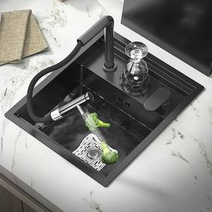 Fregadero Pequeño Individual de Acero Inoxidable 304 Nano Oculto con Tapa para Isla de Cocina, Ahorro de Espacio - Product Image 3