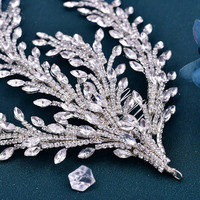 Élégante Grande Pierre Précieuse Brillante, Applique Florale 3D Faite à la Main en Fil Métallique avec Perles de Cristal et Strass pour Accessoires de Robe de Mariée
