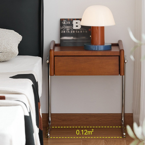 NKOL Midcentury Modern Wood Nightstand 2 <b>Drawers</b> Metal Legs Eco-Friendly Storage <b>Side</b> <b>Table</b> for Bedroom Living Room Furniture - Product Image 5