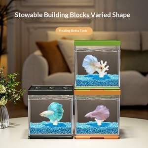 Petit aquarium de bureau carré en PP pour poissons Betta 2026, pièce décorative paysagère, bloc multi-compartiments créatif pour bureau - Product Image 2