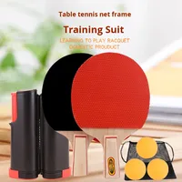 Ensemble de tennis de table portable avec filet réglable, 2 raquettes, kit complet de ping-pong, comprend 3 balles, système de filet rétractable
