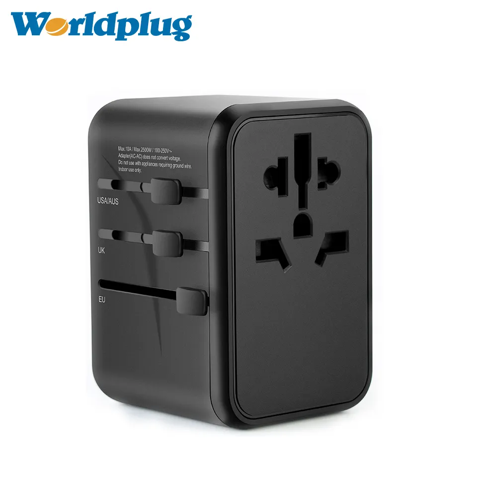 Worldplug New Technology GaN 65W PD Super Fast Charge Type C Output USB Wall Charger Universal Travel Plug Adapter