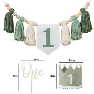 DAMAI fête d'anniversaire décoration ensemble pour filles et garçons <span class=keywords><strong>chaise</strong></span> haute bannière chapeau gâteau Topper bébé <span class=keywords><strong>1er</strong></span> anniversaire fête décorations - Product Image 6