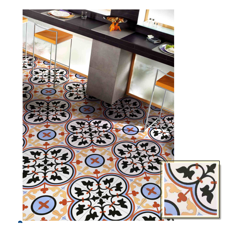 floral mosaic tile bathroom floor