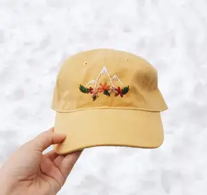 カスタム手刺繍フローラルマウンテンハット調節可能な野球帽キャンプスポーティな帽子ベトナム洗えるキッドキャップ