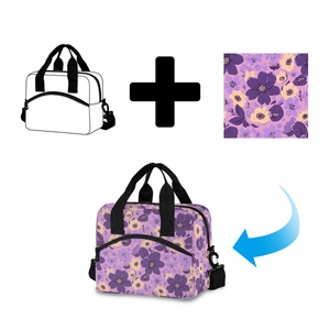 Sac à déjeuner isotherme écologique personnalisé avec motif floral, sac fourre-tout réutilisable pour le bureau, le pique-nique, imperméable et isotherme avec compartiments - Product Image 1
