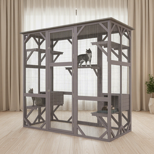 SDCH011 Oferta Especial Casa para Gatos Grande de Exterior de Madera Ecológica Duradera con Cierre de Botón, Mueble para Mascotas, Jaula Sólida para Gatos para Todas las Estaciones - Product Image 2