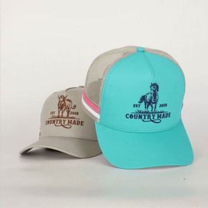 Gorra de malla con rayas y bordado 3D personalizado, gorra trucker de 5 paneles de perfil alto, 100% algodón para deportes - Product Image 6