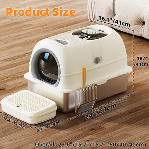 Geschlossene Katzen toilette aus XXL-Edelstahl mit Schaufel und abnehmbarem Deckel, große Kapazität, leicht zu reinigende Leckage, Geruchs kontrolle - Product Image 2