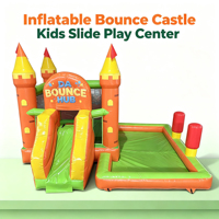 Château gonflable commercial combiné pour enfants avec toboggan et piscine à jets d'eau en PVC pour location événementielle avec souffleur