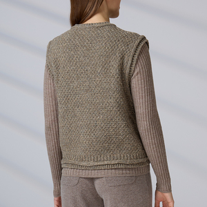 Custom Knitted Vest Autumn Crew Neck Sleeveless Pullover Sweater <b>Chunky</b> Cable <b>Knit</b> Vest - Product Image 6