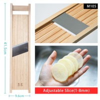 Mandoline professionnelle manuelle avec lame en acier inoxydable, largeur de coupe réglable de 1 à 8 mm, lame large, facile à nettoyer