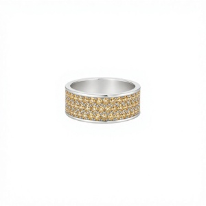 925 <b>Silver</b> Eternity Band Ring Pave Set Round Brilliant Cut Diamonds Unisex Luxury Everyday Wear - Product Image 1
