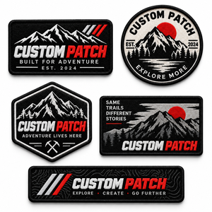 Certified Factory Black Outdoor Style Custom Logo Embroidered Patch Laser Cut Hook And Loop Embroidery Patches - Product Image 1