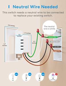 Lot de 4 interrupteurs intelligentes à intensité variable, unipolaires, compatibles HomeKit, Alexa, Google Assistant, SmartThings, Wi-Fi 2,4 GHz, écran OLED - Product Image 2
