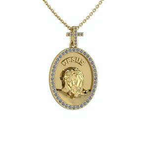 Pendentif Chrétien pour Homme en Argent Sterling 925 Véritable, Croix de Jésus Catholique avec Strass en Cristal, Inri, Meilleure Vente - Product Image 1