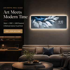 <span class=keywords><strong>Orologio</strong></span> <span class=keywords><strong>da</strong></span> <span class=keywords><strong>Parete</strong></span> Digitale 3D a LED, Display Artistico Luminoso, Silenzioso, in MDF, con Data in Inglese, per Arredamento Casa e Ufficio - Product Image 1