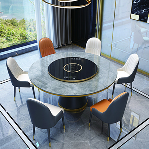 Moderno semplice grande tavolo da pranzo rotondo in ardesia con giradischi in marmo mobili per la casa appartamento o Bar uso - Product Image 1