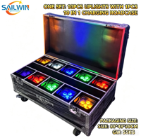 10 projecteurs LED sans fil 6x18W DMX sur batterie, avec Wi-Fi et flight case de chargement 10-en-1 pour mariages, fêtes et DJ