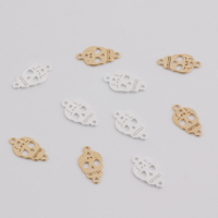 Connecteur en or 14 carats plaqué or avec séquence de crâne et filigrane, avec deux trous pour la fabrication de colliers et de bracelets permanents