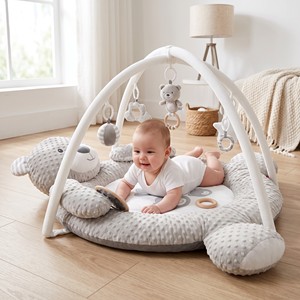 <span class=keywords><strong>Tapis</strong></span> d'éveil <span class=keywords><strong>de</strong></span> luxe gris en minky pour bébé, <span class=keywords><strong>tapis</strong></span> <span class=keywords><strong>de</strong></span> jeu rembourré en forme d'ours en peluche, centre d'apprentissage sensoriel <span class=keywords><strong>de</strong></span> style nordique, cadeau pour nouveau-né - Product Image 4