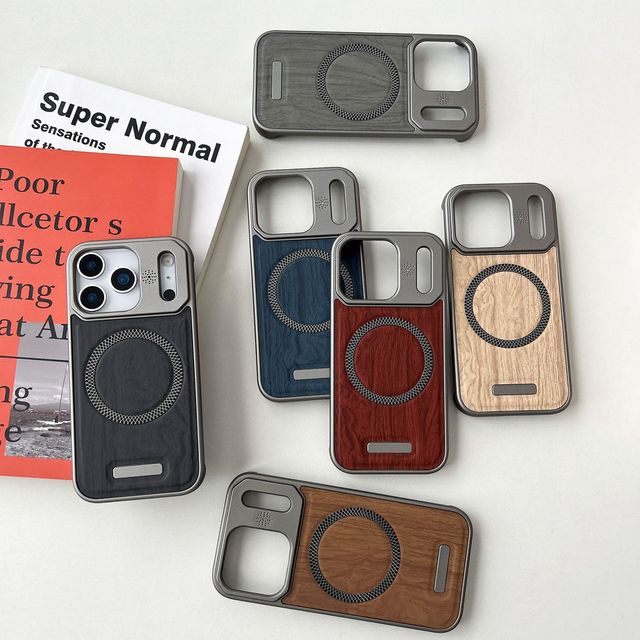 For iPhone 17 Pro Max Wood Grain Magnetic Phone Case for iPhone 16 Anti Drop Business Phone Protective Cover
