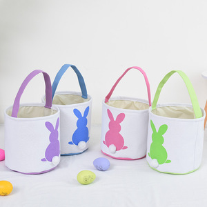 Personalized Customized Easter Blank Classic Rabbit Bucket Sublimation Basket Bunny Polyester Canvas Easter Basket For Kids
