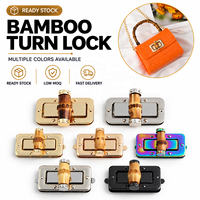 Fermoir de sac en métal et bambou à verrouillage rotatif, petit fermoir carré pour sac à main féminin, accessoires de quincaillerie