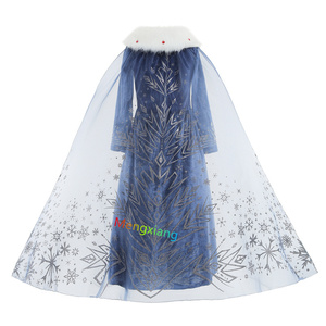 Col de fourrure d'hiver Princesse Elsa Robe <span class=keywords><strong>Reine</strong></span> Flocon de neige Costume Fancy Dress Party Ceremony Halloween Christmas <span class=keywords><strong>TV</strong></span> & Movie Costumes - Product Image 3