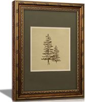 Décoration murale sur toile style ferme, motif pin, encadrée or vintage, vert et gris, échantillons OEM ODM prêts en moins d'une journée